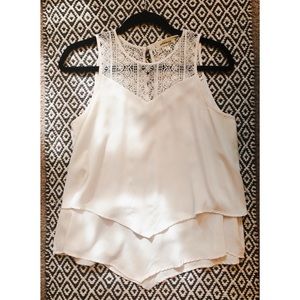 White crochet lace neck tank top